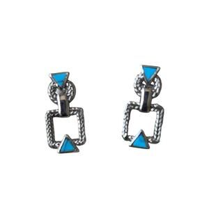 Montana silversmiths Geometric Southwestern Drop Post Earrings Turquoise Accents